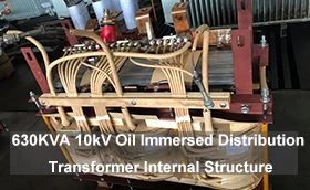 630KVA 10kV olíudreifingarspennir innri burðarvirki